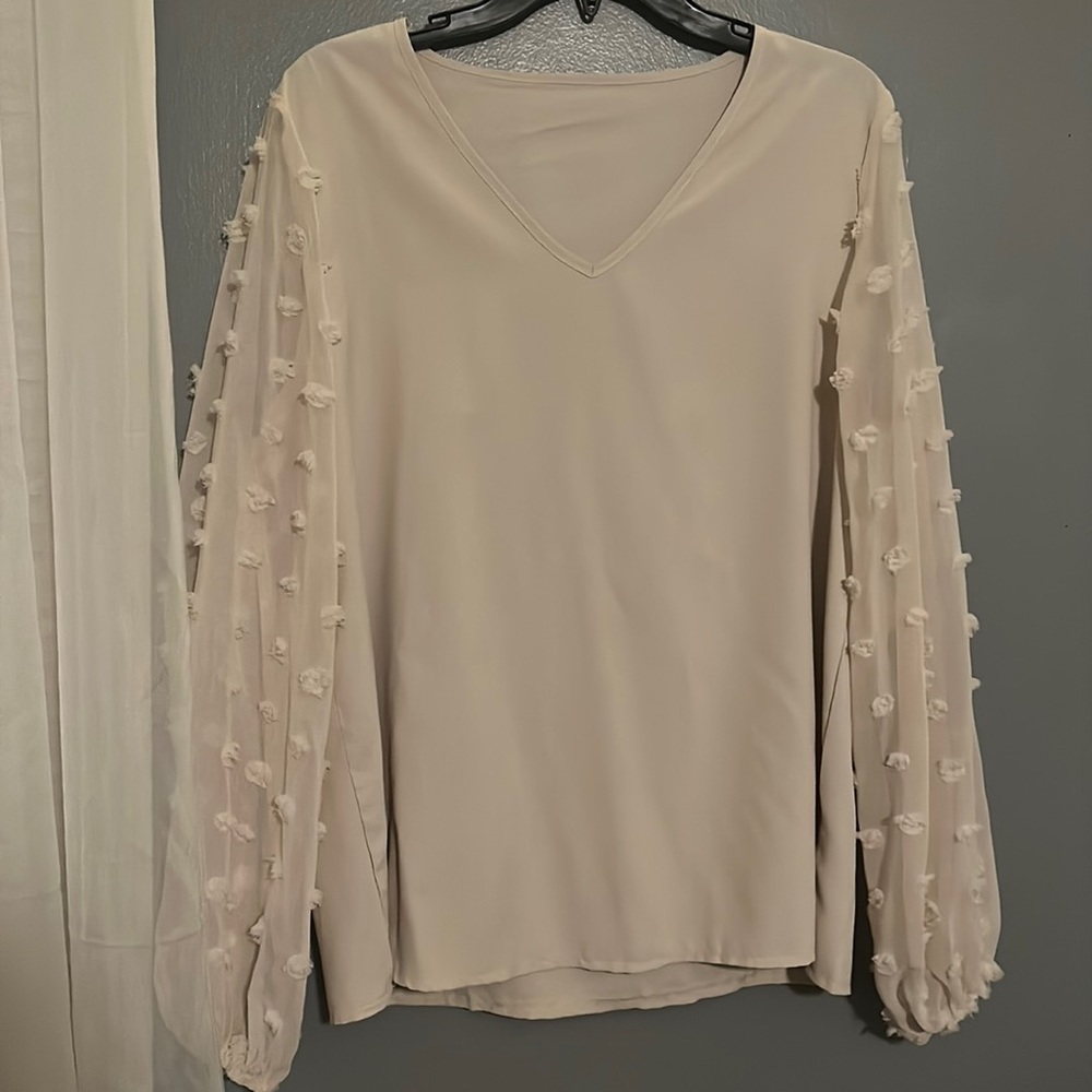 Shein Apricot swiss dot sleeve blouse